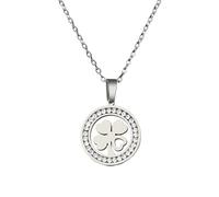 GGYTMQL 925 Collana di Cuore a Quattro Foglie in Argento Sterling per Donne e Ragazze, Delicato Ciondolo a Trifoglio con Strass - Collana a Trifoglio a 4 Foglie, Collana Alhambra,