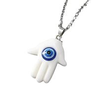 GGYTMQL 925 Collana di Hamsa in Argento Sterling per Donne e Uomini, Collana a Mano Hamsa a Eley Malticolor Turchia Lucky Blue Eye Fatima Clavicle Hand Clavicle, Mano de Fatima con Ojo Turco