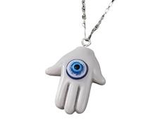 GGYTMQL 925 Collana di Hamsa in Argento Sterling per Donne e Uomini, Collana a Mano Hamsa a Eley Malticolor Turchia Lucky Blue Eye Fatima Clavicle Hand Clavicle, Mano de Fatima con Ojo Turco