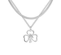 GGYTMQL 925 Collana di Trifoglio a Quattro Foglie Minimalista in Argento Sterling per Donne e Ragazze, Semplice Ciondolo Trifoglio - Collana a Trifoglio a 4 Foglie, Collana Alhambra