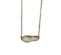 GGYTMQL 925 Collana placcata in Oro Bianco Giada intarsiata in Argento