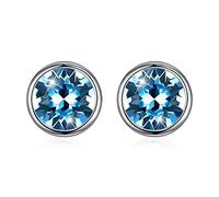 GGYTMQL 925 Cristalli in Argento Sterling da Orecchini a Borchie Rotonda in Argento Sterling per Donne Accessori per Gioielli