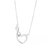 GGYTMQL 925 Crystal Cross Heart Charm Collana Eleganti Gioielli a Catena delle clavicoli per Girocollo da Donna
