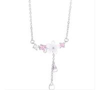 GGYTMQL 925 Crystal Shell Cherry Blossoms Collana del Fascino per Le Donne Collari Colle GIETTILI della Partita della FATTURA