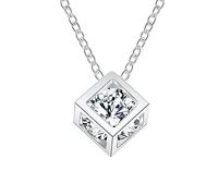GGYTMQL 925 Cube Cube Zirconia Crystal Collana a Sospensione per Donne Regalo da 45 cm Gioielli da Sposa della Catena Link Collari