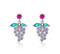 GGYTMQL 925 Orecchini a Goccia Viola in Cristallo in Argento in Argento, Orecchini a Goccia di Piante con Zirconia cubica, Perno delicati per Le Donne, Gioielli per Le Donne