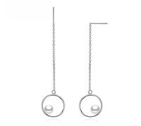 GGYTMQL 925 Orecchini in Argento Gioielli con Perla per Donne Wedding White Round Pearl 5-6 Orecchini Perle d'Acqua Dolce Naturale Regalo
