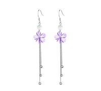 GGYTMQL 925 Orecchini in Argento Sterling, Orecchini a Goccia di Fiori per Donne, Orecchini pericolosi in Pietra di Nascita Viola, Orecchini a Gocce in Argento a Catena Lunga, Regalo per San