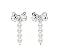 GGYTMQL 925 Orecchini in Argento Sterling, Orecchini a Goccia di Prua per Donne, Perle Bianche Orecchini pericolosi, Eleganti Orecchini a Goccia di Stallone d'Argento, Regalo di Gioielli per San