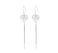 GGYTMQL 925 Orecchini in Argento Sterling per Donne, Orecchini a Goccia cardiaca con Luce della Luna, Orecchini pericolosi a Catena Lunga, Eleganti Orecchini a Gancio d'Argento, Regalo di