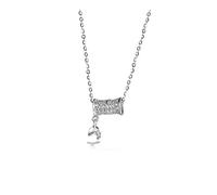 GGYTMQL 925 Sterling in Argento in Argento in Vita Piccola Collana di Pesce Catena di clavicole Femmina Ins Fredda e Semplice (Oro Bianco)