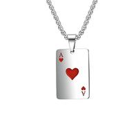 GGYTMQL 925 Sterling Silver Ace of Spades Necklace for Men And Women, Ace of Poker Lucky Spades Asso Ace Neck's Neck's Necclace Penderant Poker, Catena a Sospensione Ace of Spades, Collana da