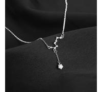 GGYTMQL 925 Sterling Silver Big Dipper Necklace Flash Diamond Tasel Clavicle Chain Female Regalo per Feste di Gioielli con Temperamento Semplice