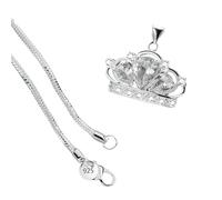 GGYTMQL 925 Sterling Squisito Squisito AAA Zircon Crown Collace per Donne Ragazze, collega di Classe Queen Cionclace - Affascinante Pendente a Corona, Collana di Tiara per Donne Regali per Feste di