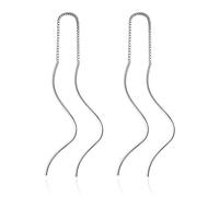 GGYTMQL 925 tiri in Argento Sterling Attraverso Orecchini doganici, Orecchini a Goccia di Nappa a Catena Lunga in Argento, Semplice Filo in Pensione, Regalo di Gioielli per Le Donne