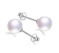 GGYTMQL AAAA Orecchini Naturali Rotondi Perfetti di Perle Naturali 925 Orecchini per Gioielli in Argento Sterling Orecchini da Donna