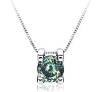GGYTMQL Accessori - 1ct Rotondo Taglio d Colore 925 Collana a Sospensione moissanite in Argento in Argento per Donne