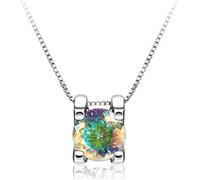 GGYTMQL Accessori - 1ct Rotondo Taglio d Colore 925 Collana a Sospensione moissanite in Argento in Argento per Donne