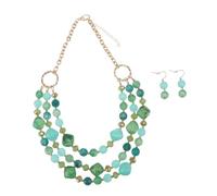 GGYTMQL Accessori 1SET Resina a Strati Orecchini Vintage Collane Vintage collane alla Moda in plastica Verde
