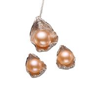 GGYTMQL Accessori 925 Set di Gioielli Perle in Acqua Dolce in Argento Sterling per n Orecchini di Design a Conchiglie Boho