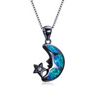 GGYTMQL Accessori Boho Femmina Grande Moon Star Pendants Collane Bianca Blu Fuoco Collana Opale Collane per Matrimoni Nera Vintage per n