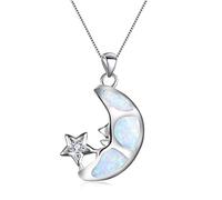 GGYTMQL Accessori Boho Femmina Grande Moon Star Pendants Collane Bianca Blu Fuoco Collana Opale Collane per Matrimoni Nera Vintage per n