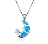 GGYTMQL Accessori Boho Femmina Grande Moon Star Pendants Collane Bianca Blu Fuoco Collana Opale Collane per Matrimoni Nera Vintage per n
