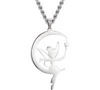 GGYTMQL Accessori Collana Fata per Donne, 925 collane a Ciondolo a Ciondolo in Argento in Argento Sterling, Collana di tintinnio, Gioielli da fiaba, Gioielli Tinkerbell