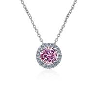 GGYTMQL Accessori da 1 a 2ct Collane di moissanite per Donne, D Colore Taglio Rotondo Callo Giallo/Blu/Rosa collane di Diamanti, collane a Ciondolo