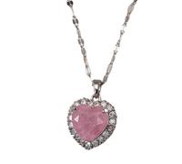 GGYTMQL Accessori per Le Ragazze Accessori Geometrici Collana per Il Cuore pavimensionali per Donne, Collana di Cuore di Strass di Strass - Collana a Pave