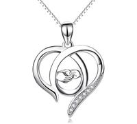 GGYTMQL Accessori S925 Collana in Argento Sterling per Donne Catena di clavicole semplici Mani Grandi Che Tiene Le Mani Piccole a Cuore Cavo da Donna a Sospensione per la Festa dei Lacci per la Festa