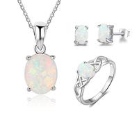 GGYTMQL Accessori Trendy 925 Sterling Silver Opal Gioielli Orecchini a Pendente Set di Anelli di Gioielli da Sposa per n.