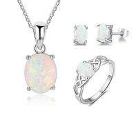 GGYTMQL Accessori Trendy 925 Sterling Silver Opal Gioielli Orecchini a Pendente Set di Anelli di Gioielli da Sposa per n.