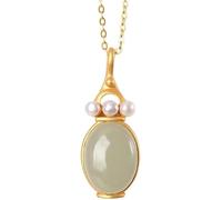 GGYTMQL Accessori Vintage S925 Collana per Donne Gold Giade Vase Vase Pearl Classical Classical Gioielli Cindant Women's Cionclane Charm Gift National Old Artigian