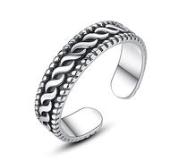 GGYTMQL Accoppiano anello di pollice largo - anello di dito aperto con corda di canapa vintage, anello regolabile solido in difficoltà, regali per femmina