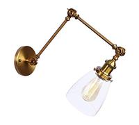 GGYTMQL American Farmhouse Swing Braccio a Muro Light Loft Wall Wall Scont Sconcetto Fonce Regolable Metal Socket E27 con Lampada a Parete in Vetro Trasparente per Il corridoio Scala del Soggiorno