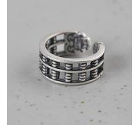 GGYTMQL Anelli aperti per donne, anello regolabile 925 Silver Retro Punk Lucky Wishful Beads Gothic Ring Gioielli romantici Gioielle