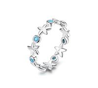 GGYTMQL Anelli di dito impilabili a stelle Solido 925 Anello blu oceanico per donne gioielli fini s