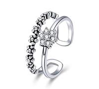 GGYTMQL Anelli di dito regolabili a margine di fiore per donne, carini anelli S925 eleganti romantici, accessori per gioielli di moda coreani