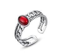 GGYTMQL Anello di coppia S925 regolabile per donne - 1 paio di colori intarsiati intarsiati neri/rosso anello di dito aperto, gioielli per le donne regalo per feste di nozze