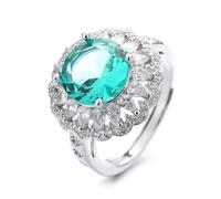 GGYTMQL Anello di diamante simulato lucido 14k 14k oro/platino smeraldi placcato zaffiro anello alone blu anelli di zirconia cubica cZ anello eternità impegno anello regolabile per donne