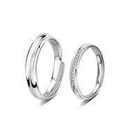 GGYTMQL Anello di Dito Aperto in Metallo Sterling S925 Metal Simple Coppia Anello Maschio e Femmina Ringi per Studente Open Anello per Anello Amante, Apertura Regolabile