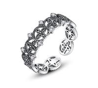 GGYTMQL Anello di dito aperto regolabile S925 femminile - Anello articolare vecchio vintage, anello di coda larga da fantai