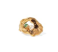 GGYTMQL Anello di stile nazionale regolabile da donna - Anello di dito aperto naturale accidentale, schiaccia anello articolare in cristallo perla, regali pratici economici