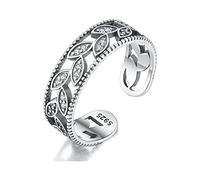 GGYTMQL Anello largo delle foglie da donna - Anello di dito aperto di simulazione lucido, cerchio completo di foglie anelli regolabili solidi, gioielli per gli amanti della natura g