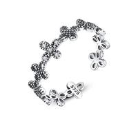 GGYTMQL Anello regolabile intagliato femminile - Simulazione di fiori Shiny Diamante Anello di dito aperto regolabile, Anello articolare dell'anniversario, Girls Ladies Ebreo fatto a mano
