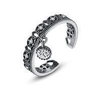 GGYTMQL Anello S925 regolabile per donne - Anello di dito aperto con zircone intarsio intarsio intarsiata in stile etnico, regali per matrimoni di gioielli di tendenza