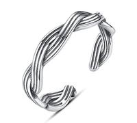 GGYTMQL Anello vintage regolabile per donne- S925 anello di dito aperto a strisce vintage S a strisce, per alleviare lo stress anello articolare impilabile, regali economici per un