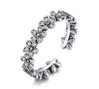 GGYTMQL Anello vintage S925 regolabile per donne - Anello di dito aperto con zirconi intarsiati intarsiati intarsiati, regalo per le vacanze
