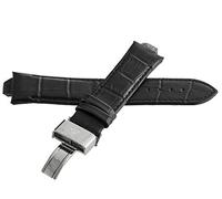 GGYTMQL Aqua Master 10mm si allarga a 23 mm cinghia di orologio in pelle nera con chiusura di distribuzione in acciaio inossidabile